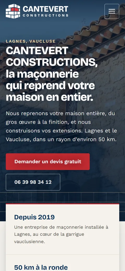 La même maquette, vue sur téléphone